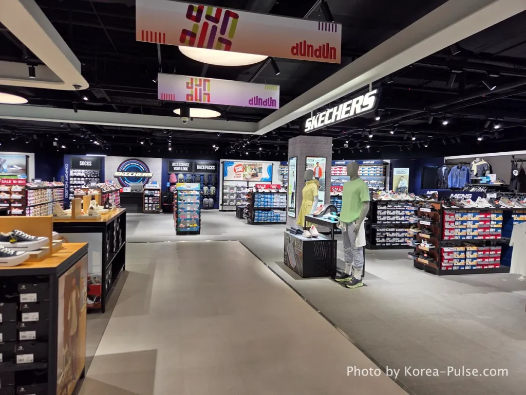Mizuno Skechers Converse and Clarks brand stores on 5th floor of DUNDUN Dongdaemun mall Seoul