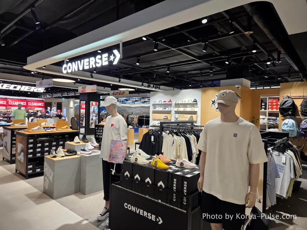 Mizuno Skechers Converse and Clarks brand stores on 5th floor of DUNDUN Dongdaemun mall Seoul
