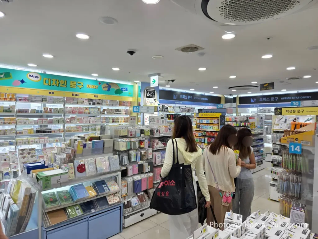 Daiso Myeongdong, Floor by FloorA 12-Story Shopping Survival Guide 9 Design stationery letter sets and decorative goods display aisle on 3rd floor Daiso Myeongdong Station branch Seoul