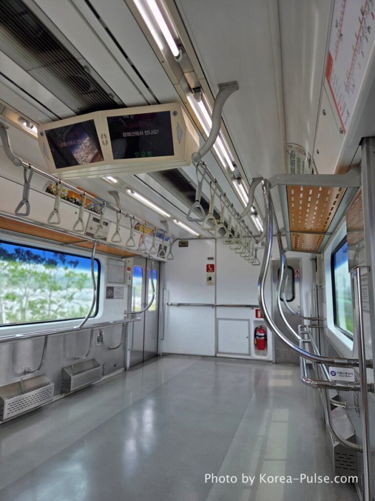 KTX Korea: A 600km Day Trip That Turned Distance into Family Time 2 Bicycle-friendly subway car on Seoul Metro with open floor space