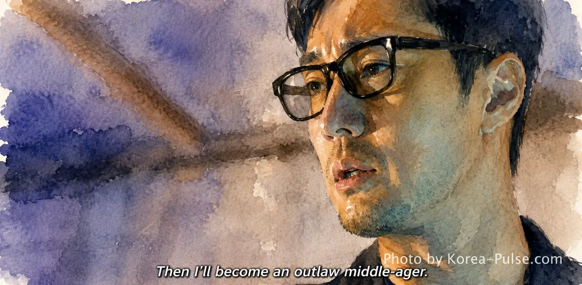 Agent Kim Reactivated So Ji-sub outlaw middle-aged man scene watercolor illustration