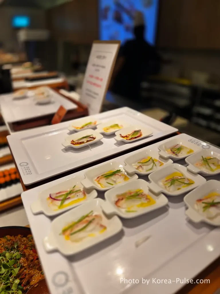 The 120-Dish Question: Inside QooQoo, Korea's Sushi Buffet Phenomenon 18 Octopus sashimi small portion at QooQoo aged sashimi corner